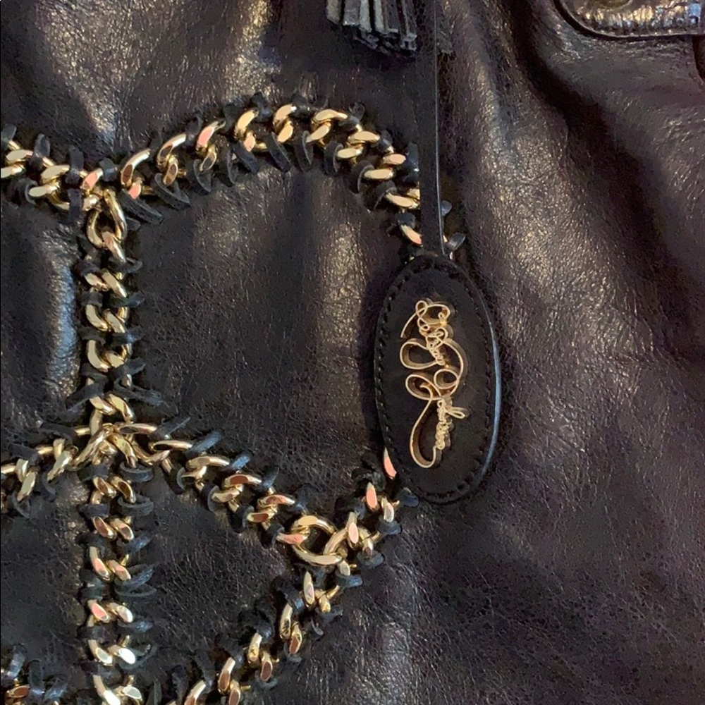 100% Leather Betsey Johnson Heart Peace Tote Purse - Picture 2 of 6